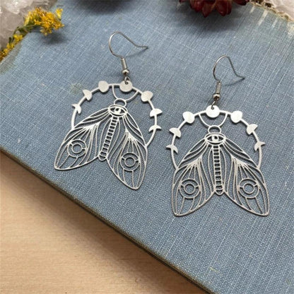 Boucles d'Oreilles Papillon Lune Femme - Bijou Féerique Original - AgorAstrA
