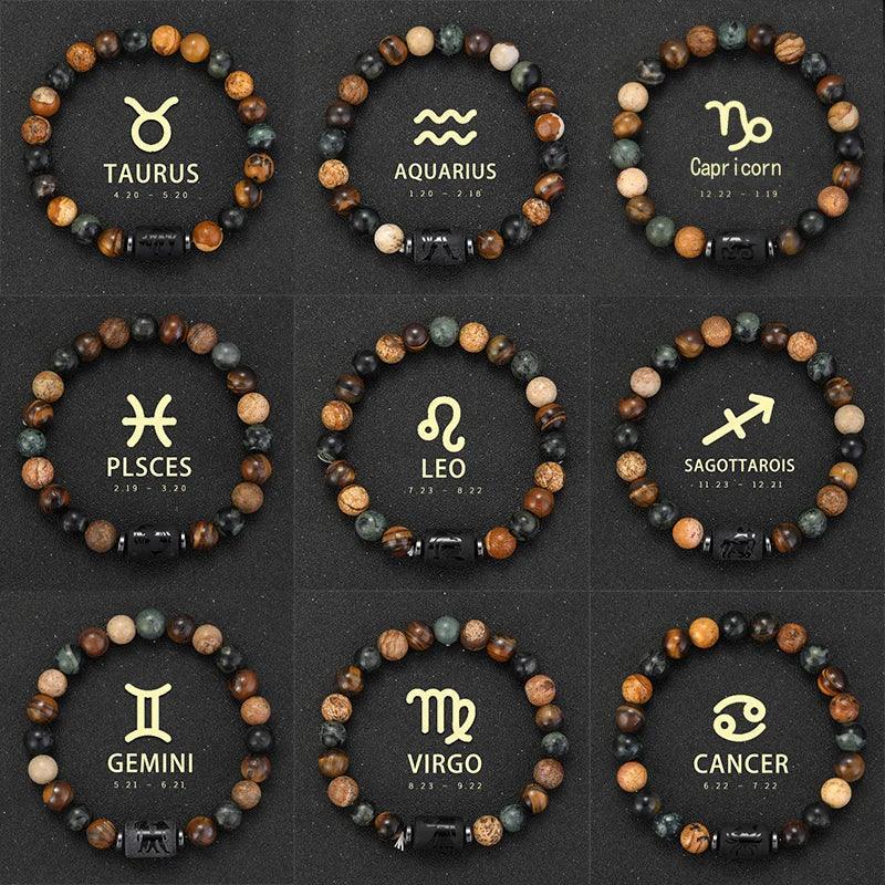 Bracelet Zodiaque Pierre Naturelle - 12 Signes Astrologiques Unisexe - AgorAstrA