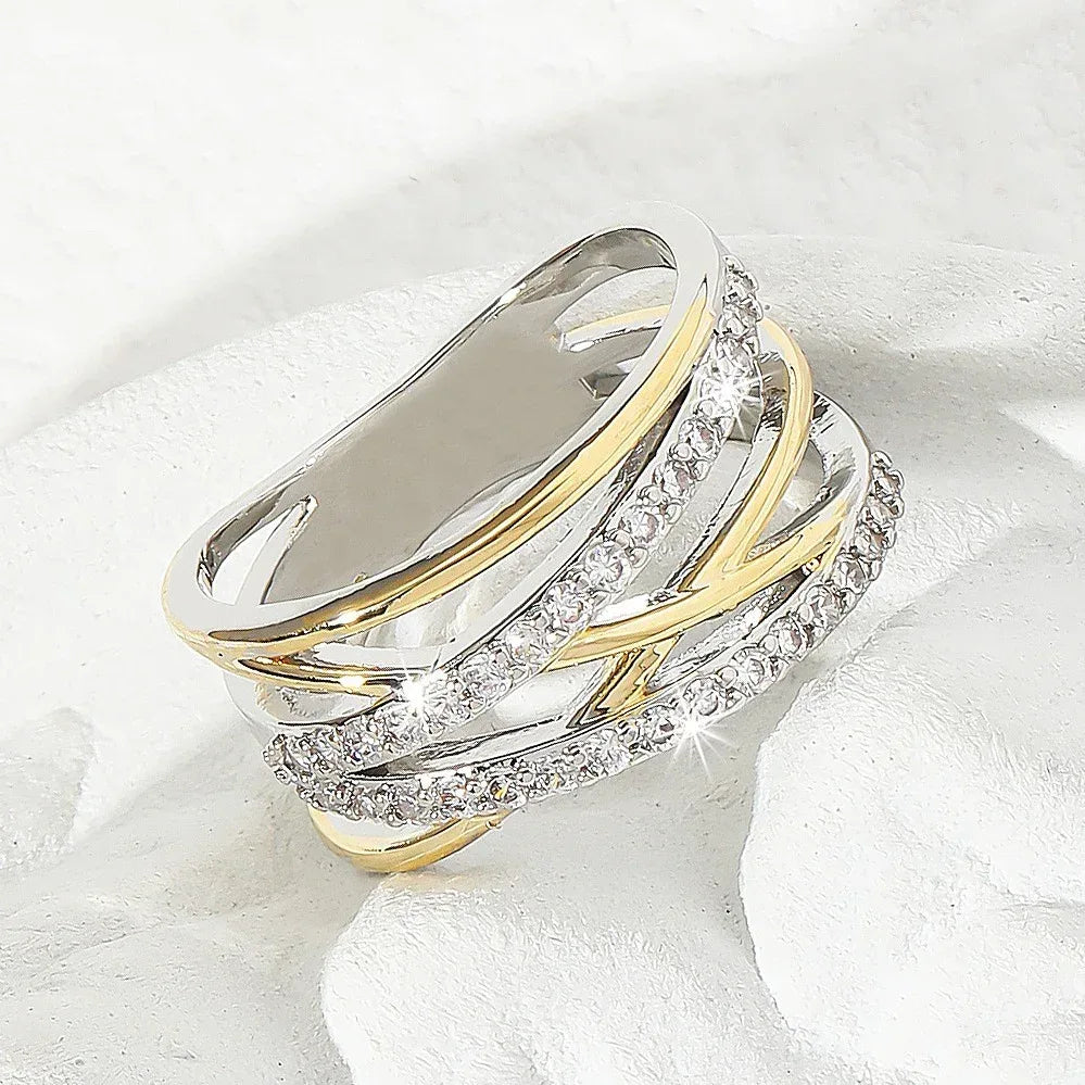 Bague d'éternité de luxe en zircone synthétique, style infini, idéale pour un mariage, des fiançailles ou une fête. Cadeau parfait pour la mariée. - AgorAstrA