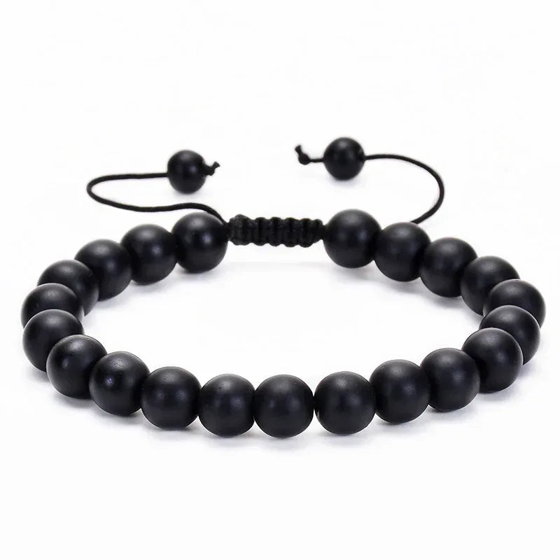 Bracelet Homme Œil de Tigre 8mm - Pierre Naturelle et Lave - Fait Main - AgorAstrA