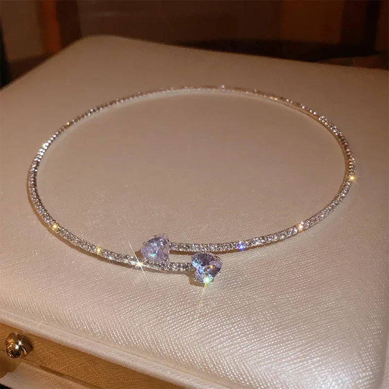 Collier Pendentif Fin Femme - Cœur Zircon Perles Argent Croix Vague - AgorAstrA