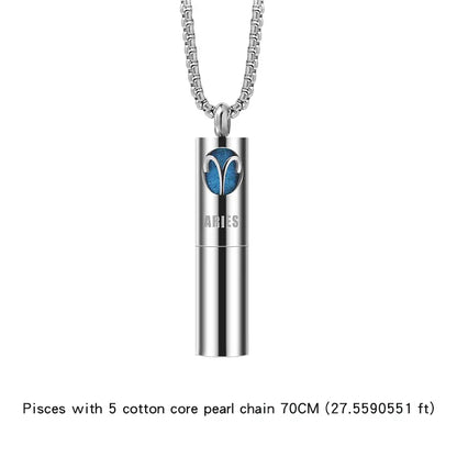 Collier Pendentif Zodiaque Parfum - Acier Inoxydable 304 - Design Fumée Bleue - AgorAstrA