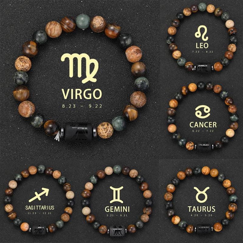 Bracelet Zodiaque Pierre Naturelle - 12 Signes Astrologiques Unisexe - AgorAstrA