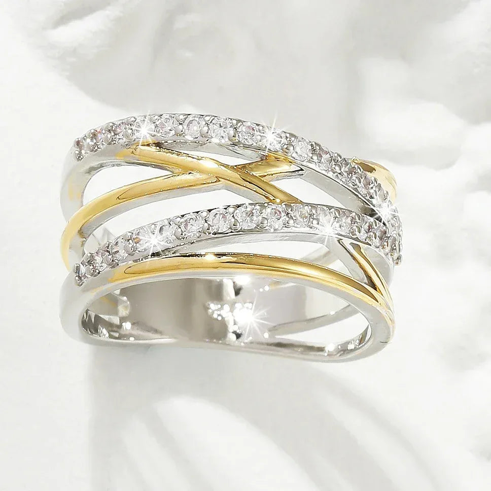 Bague d'éternité de luxe en zircone synthétique, style infini, idéale pour un mariage, des fiançailles ou une fête. Cadeau parfait pour la mariée. - AgorAstrA