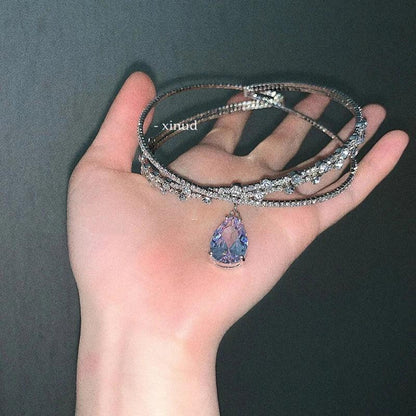 Collier Pendentif Fin Femme - Cœur Zircon Perles Argent Croix Vague - AgorAstrA