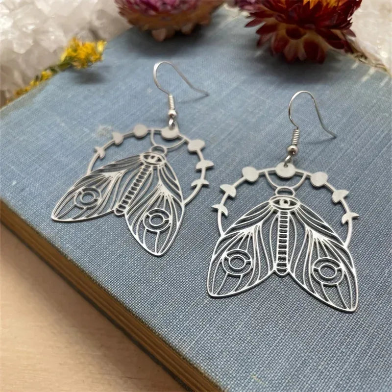 Boucles d'Oreilles Papillon Lune Femme - Bijou Féerique Original - AgorAstrA