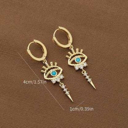 Boucles d'Oreilles Pendantes Œil Protecteur - Bijou Porte-Bonheur Femme - AgorAstrA