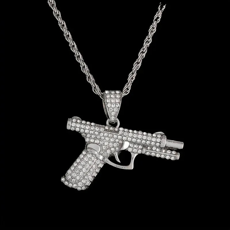 Collier pendentif arme créatif et raffiné, style tendance hip-hop, pour homme et femme. Bijou tendance. - AgorAstrA
