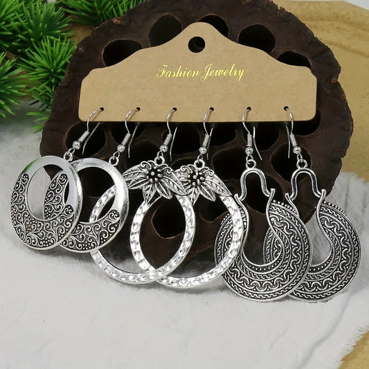 Boucles d'Oreilles Rétro Antique Set 3 Paires - Bijoux Vintage Femme - AgorAstrA