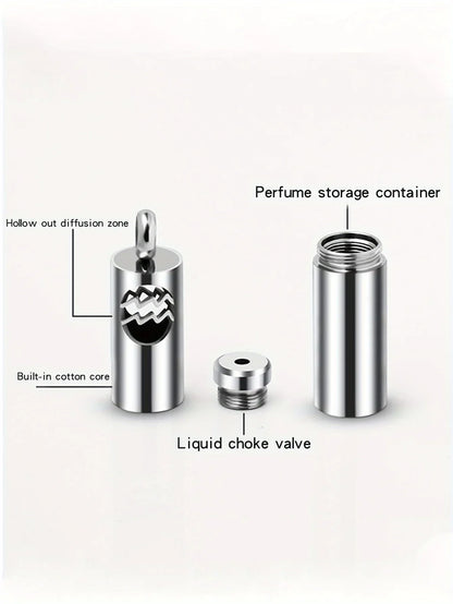 Collier Pendentif Zodiaque Parfum - Acier Inoxydable 304 - Design Fumée Bleue - AgorAstrA