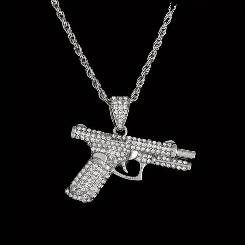 Collier pendentif arme créatif et raffiné, style tendance hip-hop, pour homme et femme. Bijou tendance. - AgorAstrA