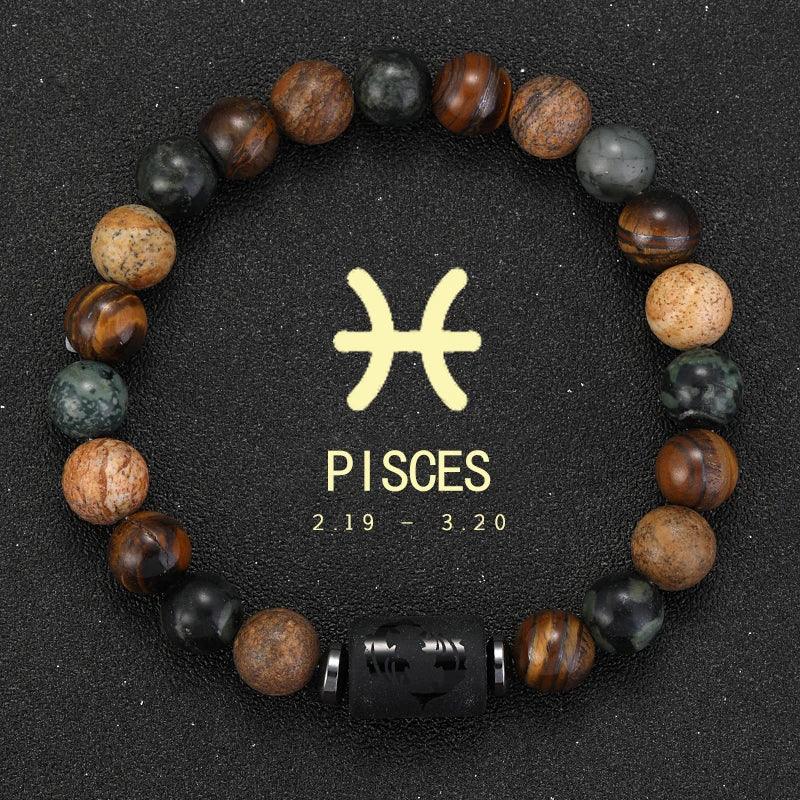 Bracelet Zodiaque Pierre Naturelle - 12 Signes Astrologiques Unisexe - AgorAstrA
