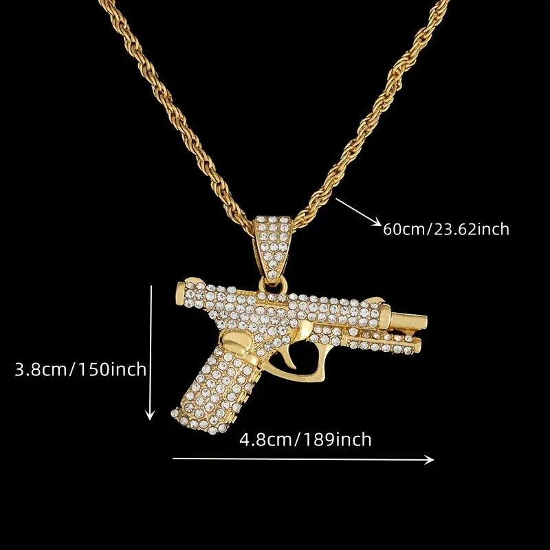 Collier pendentif arme créatif et raffiné, style tendance hip-hop, pour homme et femme. Bijou tendance. - AgorAstrA