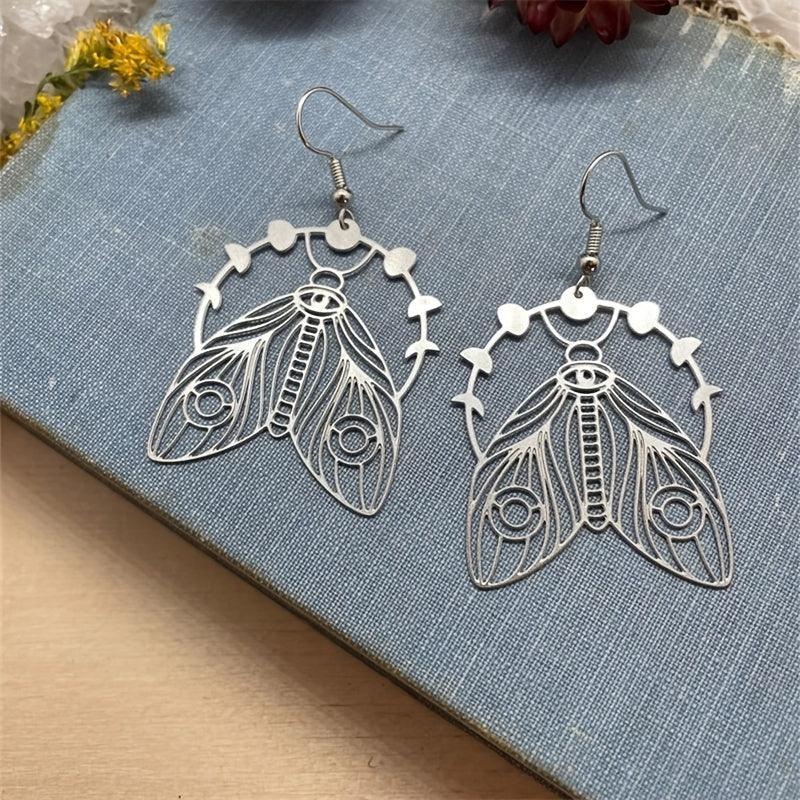 Boucles d'Oreilles Papillon Lune Femme - Bijou Féerique Original - AgorAstrA