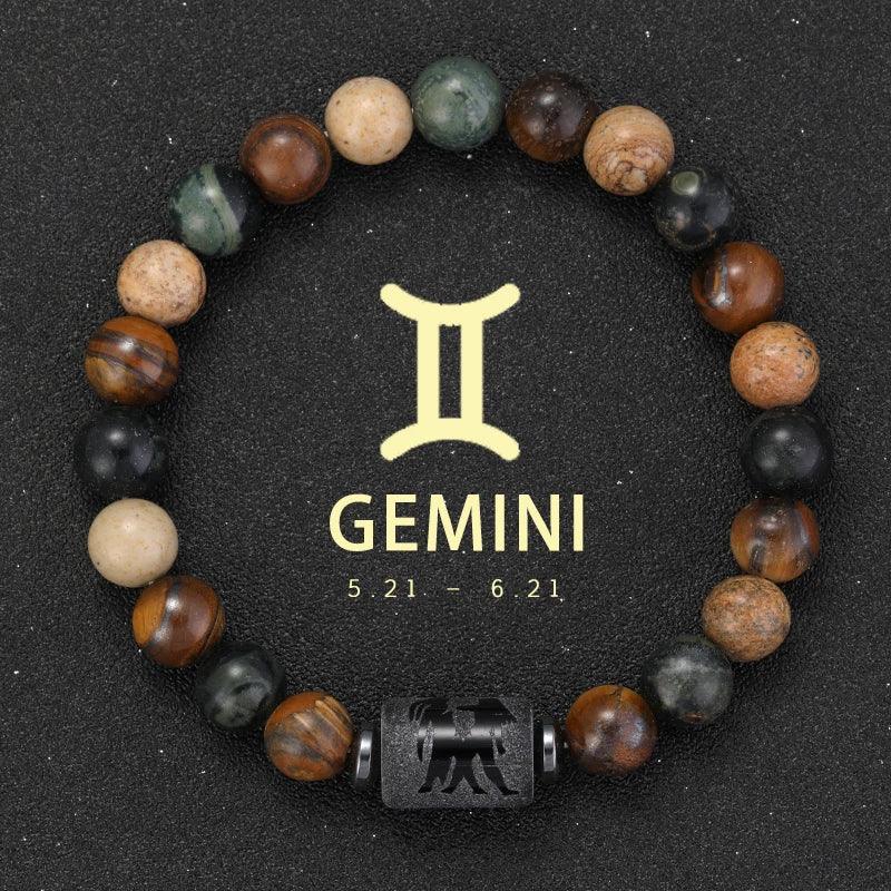 Bracelet Zodiaque Pierre Naturelle - 12 Signes Astrologiques Unisexe - AgorAstrA