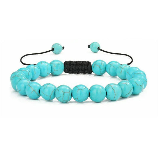 Bracelet Homme Œil de Tigre 8mm - Pierre Naturelle et Lave - Fait Main - AgorAstrA