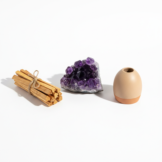 Pack Rituel Bien-Être - Améthyste Palo Santo Brûleur